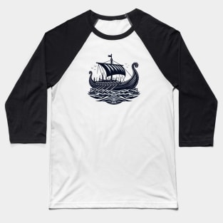 Viking Raiders: Norse Seafaring Art Baseball T-Shirt